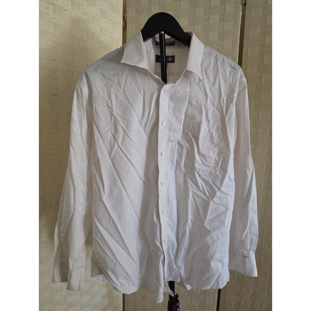 Nordstrom Mens White Herringbone Dress Shirt 17 32/33 Trim Fit Non-Iron Cotton